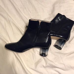 Navy Zara Clear Heeled Booties